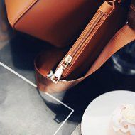 AutumnFall Women Shoulder Vintage Leather Female Bag Crossbody Shoulder Bags+Clutch Bag (Black) N5