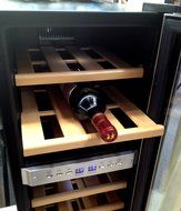 HOMEIMAGE DUAL-ZONE Thermal Electric Wine Cooler with Stainless Steel Door &amp; Wooden Rack for 27 Bottles - HI-27SS N2