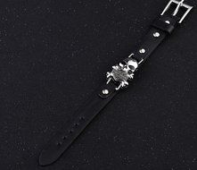 Unisex Faux Leather Bracelet Skull Punk Accessory Cuff Adjustable Strap N2