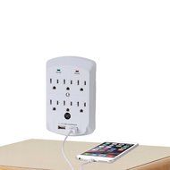 Surge Protector, Electronics Charging Station, 6 Outlet 2 USB Port Wall Adapter with Safety Indicator Lights -... N11