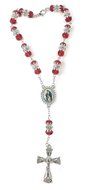 Car Rearview Mirror Rosary Red Crystal Beads and Zircons With Cross Jerusalem N3