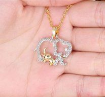 Fashion Women Animal Elephant Long Chain Crystal Silver Plated Pendant Necklace N4