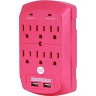 Surge Protector, Electronics Charging Station, 6 Outlet 2 USB Port Wall Adapter with Safety Indicator Lights -... N17