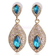 Blue Crystal Rhinestone Diamante Drop Dangle Earring Fashion Accessories