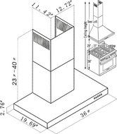 CAVALIERE 36" Wall Mounted Stainless Steel Kitchen Range Hood 860 CFM Spagna Vetro Econo Series SV198Z-36