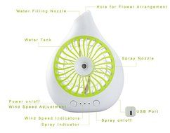 Touchshop Portable Mini Rechargeble Desktop Spray Fan Water Drop Shape Misting Fan Personal Cooling Humidifier... N6
