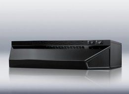 Summit H1624B: 24 inch wide convertible range hood for ducted or ductless use in black finish