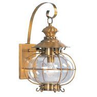 Livex Lighting 2222-22 Outdoor Wall Lantern with Hand Blown Clear Glass Shades, Flemish Brass by Livex Lighting