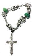 Jesus Cross Charm Bracelet Silver Plated Catholic Beads Amulet Jerusalem N6