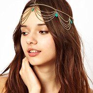 AutumnFall&reg; Women Head Turquoise Chain Jewelry Headband Party Headpiece Hair Band N3
