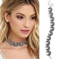 1pc Classic Ethnic Moon Turquoise Vintage Boho Collar Choker statement Necklace