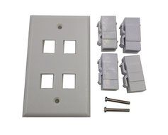 Lemeng New Design 4 Port HDMI Keystone Face Plate Panel-White N4