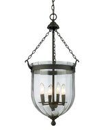 Z-Lite 140-28 Warwick Five Light Pendant, Metal Frame, Bronze Finish and Clear Shade of Glass Material by Z-Lite
