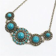 Women Bohemian Fashion Pendant Chain Chunky Collar Statement Bib Flower Necklace