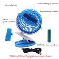 [Update Version with 6.5 Ft Micro Charging Cable] Glovion Baby Clip Stroller Fan - USB Rechargeable Portable Fan... N20