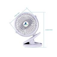 [Update Version with 6.5 Ft Micro Charging Cable] Glovion Baby Clip Stroller Fan - USB Rechargeable Portable Fan... N21