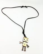 QTMY Robot Leather Chain long Necklace Jewelry Choker Collar Pendant N3