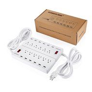 Poweradd 6-Outlet 6 USB Ports Power Strip Extension Lead with Surge Protector 6ft Cord 1625W for Smartphones,... N4