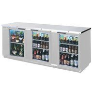 Beverage-Air BB94G-1-S 94" Stainless Steel Back Bar Refrigerator 3 Glass Doors