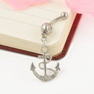 Rhinestone Dangle Body Piercing Jewelry Ball Barbell Bar Belly Button Navel Ring N8