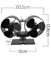 Twin Blade Heat Powered Stove Fan - 260CFM Output - Low Profile Deisgn N6