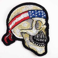 Devil Skull American Flag Headband Awesome Cool Embroidered Iron on Patches. For Collection with By Botan N2