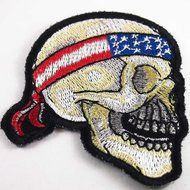 Devil Skull American Flag Headband Awesome Cool Embroidered Iron on Patches. For Collection with By Botan N3