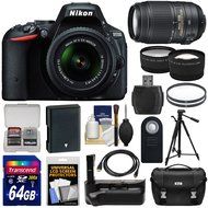 Nikon D5500 Wi-Fi Digital SLR Camera &amp; 18-55mm G VR DX II (Red) &amp; 55-300mm VR Lens + 64GB Card + Battery + Grip... N5