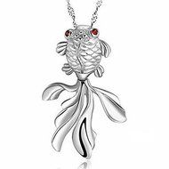 Women's Fashion Charm Jewelry Goldfish Pendant Long Chain Nobby Necklace N5