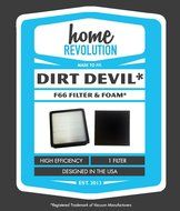 Dirt Devil F66 Home Revolution Brand Replacement Filter and Foam Insert Filter; Made To Fit Dirt Devil Upright... N2