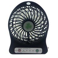 Xboard 3 Speeds Rechargeable Mini USB Fan Portable Desktop Fan with LED Light - Black N4