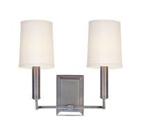 Hudson Valley Lighting Clinton 2-Light Wall Sconce - Antique Nickel Finish with Off White Parchment Shade by Hudson...