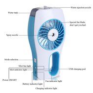 MADKING Portable Handheld Mini Fan with Mist Humidifier Battery Powered Personal Fan USB Rechargeable, Blue N6