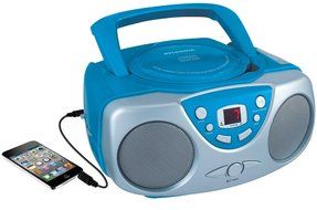 Sylvania SRCD243 Portable CD Player with AM/FM Radio, Boombox (Silver) N3