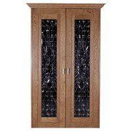 Bonaparte 700-Model White Oak Wine Cabinet with 2 Beveled Glass Doors by Vinotemp
