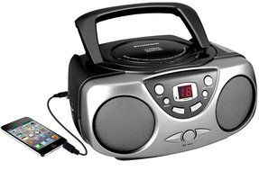 Sylvania SRCD243 Portable CD Player with AM/FM Radio, Boombox (Silver) N6