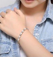 Fashion Charm Women jewelry Cuff Lucky Beaded Bracelet Bangle Silver lady Gift