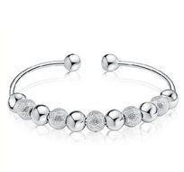 Fashion Charm Women jewelry Cuff Lucky Beaded Bracelet Bangle Silver lady Gift N2
