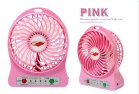 Portable Rechargeable 4 Inch Mini Fan With Adapter and USB Charge Cable for Outdoor Activities (Red) N2