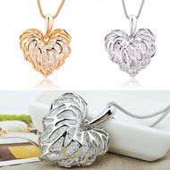 CH Women 925 Sterling Silver Plated Crystal Heart Pendant Necklace Chain Jewelry