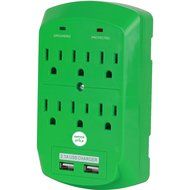 Surge Protector, Electronics Charging Station, 6 Outlet 2 USB Port Wall Adapter with Safety Indicator Lights -... N18