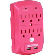 Surge Protector, Electronics Charging Station, 6 Outlet 2 USB Port Wall Adapter with Safety Indicator Lights -... N20