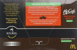 McCaf&eacute; Decaf Premium Roast Medium K-cup Packs, 6.2 Oz - 18 Count (Pack of 2) N4