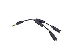 CY Black 3.5mm Stereo Male to Double 3.5mm Female Audio Headphone Y Splitter Cable with Volume Switch