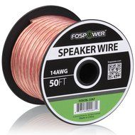 FosPower 14AWG Speaker Wire [14 Gauge | 50 FT] Premium Spooled Oxygen-Free Copper OFC Speaker Wire with Clear... N3