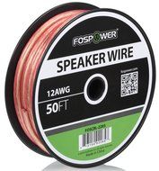 FosPower 14AWG Speaker Wire [14 Gauge | 50 FT] Premium Spooled Oxygen-Free Copper OFC Speaker Wire with Clear... N4