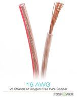 FosPower 14AWG Speaker Wire [14 Gauge | 50 FT] Premium Spooled Oxygen-Free Copper OFC Speaker Wire with Clear... N6
