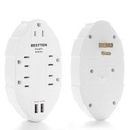 Bestten Wall Outlet Surge Protector with USB Charging, 5 AC Outlets &amp; 2 USB Ports, ETL Certified N2