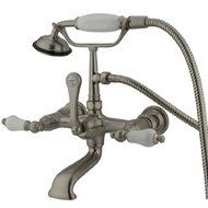 Kingston Brass CC553T8 Vintage Leg Tub Filler with Hand Shower and Straight Arm, Satin Nickel by Kingston Brass