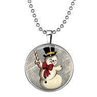 Christmas Lovely Snowman Glow in the Dark Xmas Necklace Pendant Jewelry Gift